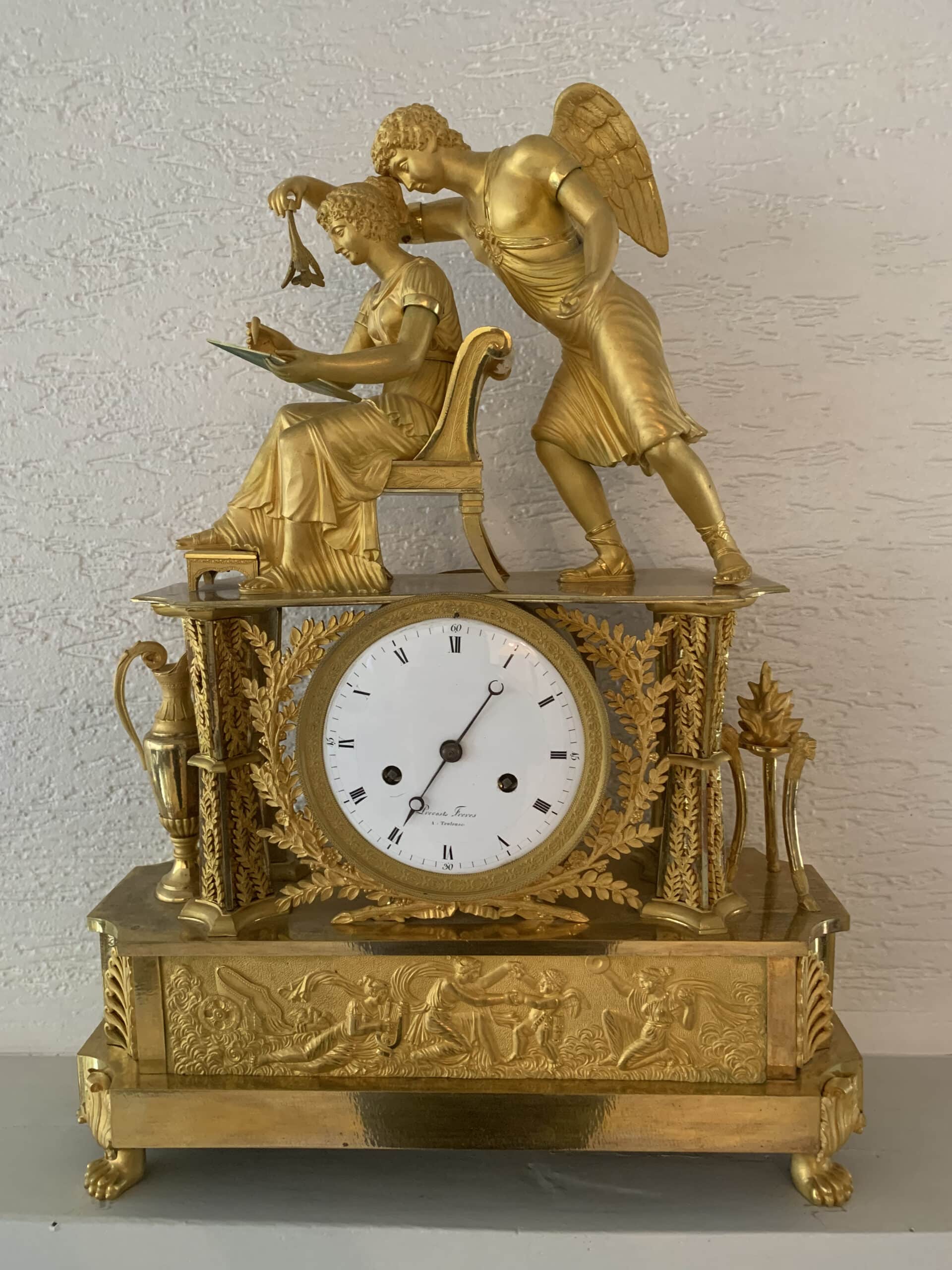 Horloge ancienne - dorée sculpture - Celantique Antiquités